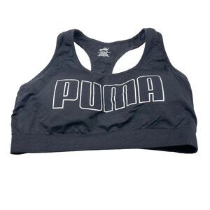 Puma Women's Size Large Bra Sports Racerback Stretch Fit Black Preowned